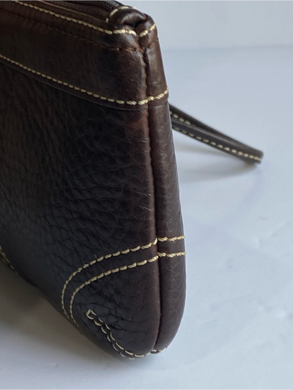 Coach Laced Corset Woven Chelsea Dark Brown Leather Wristlet Y2K - Picture 10 of 14